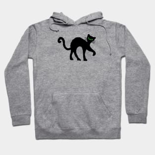 Spooky Black Cat Arched Back Green eyes Hoodie